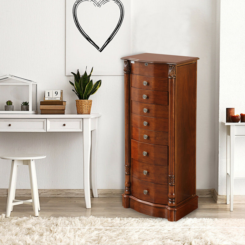 Astoria Grand Garstang Free Standing Jewelry Armoire with Mirror Wayfair